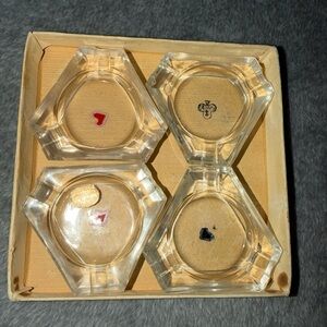 Vtg Ashtrays Playing Card Design Suits Spades Diamonds Clubs Hearts Set Of 4